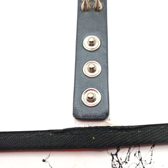 Triple Row + Double Row Black Spiked Vegan Leather Bracelets Set of 2 -New - Picture 9 of 12